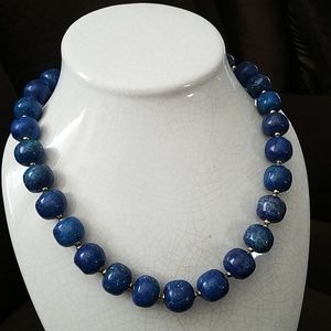 Gorgeous Large Blue Beaded Vintage Necklace